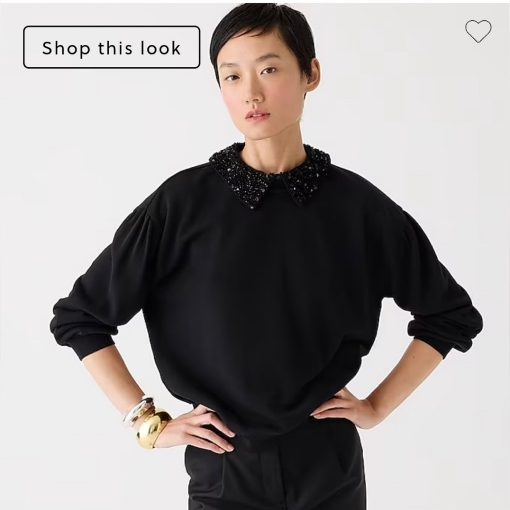 J Crew sequin beaded collar sweatshirt